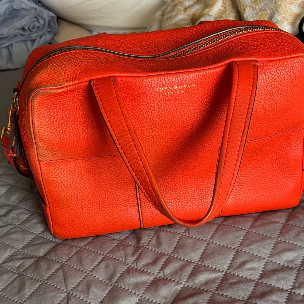 Tory Burch Vibrant Orange Leather Satchel